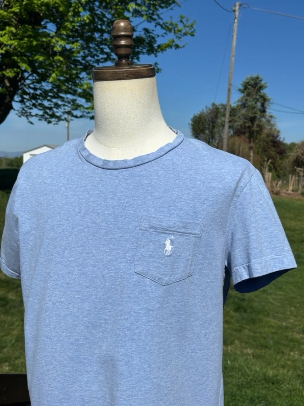 Polo Ralph Lauren Grey S/S Tee w/Logo on Front Pocket T-Shirt Men's Large
